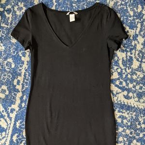 H&M Basic Black Cotton T-shirt Dress, Size Small